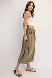 PL6329 - CROPPED RELAXED PANTS: DRY HERB / L