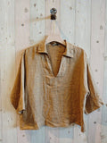 REF 12104 BLOUSE SHIRT COLLAR 100% LINEN: BEIGE