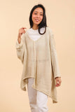 Asymmetrical cotton knit sweater 1503 100% cotton: Khaki