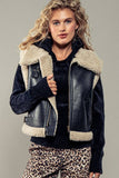 Sherpa Lined Cropped Biker Western Statement Vest: CAMEL / S-2/M-2/L-2