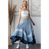 WASHED TIERED SMOCKED WAIST FLARE HEM SKIRT: SAGE / S-M-L-XL(2-2-2-2)