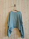 REF 11138 PONCHO-STYLE BLOUSE 100% LINEN: PISTACHIO
