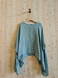 REF 11138 PONCHO-STYLE BLOUSE 100% LINEN: PISTACHIO