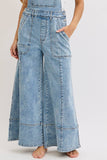 DENIM OVERALL WIDE-LEG JUMPSUIT : DENIM BLUE / Contemporary / S