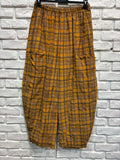 Checked balloon pants, elastic waist 30482 100% Cotton: Bordeaux