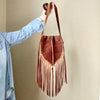 Dakota Leather Fringe Crossbody, Fringe Bags, Leather Bag: Rustic Caramel / Earthy