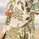 Cotton Kimono Robe - GREEN OWL