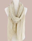 JC021037 Soft Crinkle Gauze Scarf – Boho Lightweight Shawl, Vintage Washed Wrap with Raw Fringe Edges: Coffee
