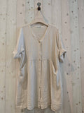 REF 25906 WIDE LINEN DRESS 100%: Yellow