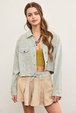 STRIPED STAR JAQUARD DENIM JACKET: SAND WASH / S
