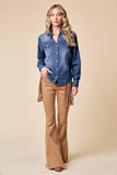 SIT3800A WESTERN DK WASH SNAP BUTTONS LIGHT DENIM SHIRT: SMALL