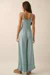 Denim Wide-Leg Overall Jumpsuit: LT CHAMBRAY / S