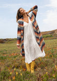 Knit Space Dye Long Sleeve Open Front Cardigan: Navy/Taupe / One Size