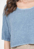 1973 women's crop top in cotton-linen,: PERSIMMON