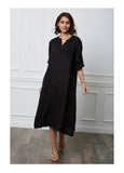 Long dress in 100% linen REF.7161: Wasabi / Unique