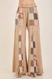 Mineral Washed Fall Paisley patchwork Flared pants HP5783P3: Ash Oak / S-M-L / 2-2-2