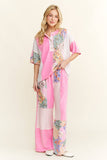 Mineral Washed Floral WaveKnit Jacquard Boho Pants HP6106: Natural / S-M-L / 2-2-2
