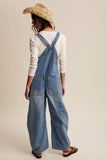 Western Wide-Leg Denim Overalls LRP0336: Sunwashed Blue / Contemporary / XL