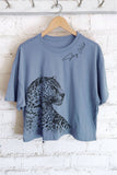 STAY WILD LEOPARD GRAPHIC LONG CROP TOP: STONE