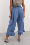 Fancy eyelet embroidery trousers 9204 100% linen: TAUPE