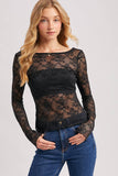 LETTUCE-EDGE SHEER MESH TWO WAY TOP: ECRU / L