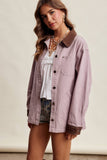 Contrast Collar Utility Barn Jacket LJ0271: Mauve / Contemporary / M