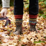 BHAWANA Fair Isle Legwarmers Handknit Waste Wool: Multi Ocean Blue