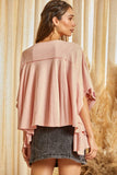 Embroidered Knit Poncho Blouse: DUSTY ROSE / M/L