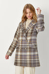 60383 Double Breast Plaid Jacket: Maple Mix / L