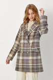 60383 Double Breast Plaid Jacket: Maple Mix / L