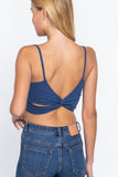 .._ SI-22427 FITTED REMOVABLE BRA CUP TWISTED BACK CAMI: MNT-sky mint-134982 / M