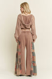 Mineral Washed Boho Patch Tiered wide pants HP6619: Charcoal / S-M-L / 2-2-2