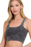 '..._ SI-24460 Square neck Washed Seamless Rib Bralette w/ Removab: BLUEGREY-163102 / S/M