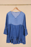 Ruffled cotton linen tunic 1003 10% linen 90% cotton: Beige