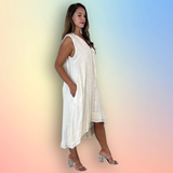 REF 25813 100% LINEN SISA SLEEVE DRESS: Heavenly