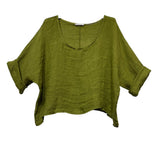 18415 TOP IN LINEN SPRING SUMMER CLOTHING: OLIVE