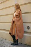 Comfy Oversized Waffle Knit Collared Jacket: Camel
