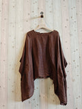 REF 11138 PONCHO-STYLE BLOUSE 100% LINEN: KHAKI
