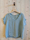 REF 11998 100% LINEN FRINGED BLOUSE.: BLANK