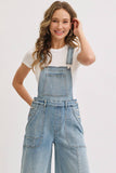DENIM OVERALL WIDE-LEG JUMPSUIT : DENIM BLUE / Contemporary / L