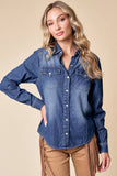 SIT3800A WESTERN DK WASH SNAP BUTTONS LIGHT DENIM SHIRT: SMALL