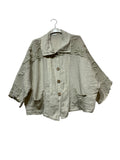 98221 Cropped linen jacket with textured details and an oversized fit: MUSTARD