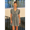 MINERAL-WASHED DENIM BUTTON-DOWN MINI DRESS WITH PUFF SLVS: WASHED DENIM / S