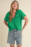 8286DK Zoie V-Neck Short Sleeve Top 5: Green / Contemporary / S