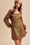 COTTON EMBROIDERED MINI DRESS: CLOUD DANCER / S