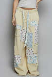 Patchwork Detail Denim Straight Fit Pants: DENIM MULTI / L