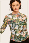JCT7700-Semi Sheer Crew Neck Long Sleeve Mesh Layering Top: Hazelnut / L