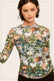 JCT7700-Semi Sheer Crew Neck Long Sleeve Mesh Layering Top: Hazelnut / L