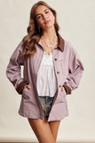 Contrast Collar Utility Barn Jacket LJ0271: Mauve / Contemporary / S