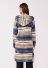 Knit Space Dye Long Sleeve Open Front Cardigan: Navy/Taupe / One Size